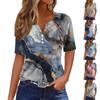Women's T Shirt Tee Print Button Short Sleeve Daily Weekend Fashion Basic V- Neck Regular Top