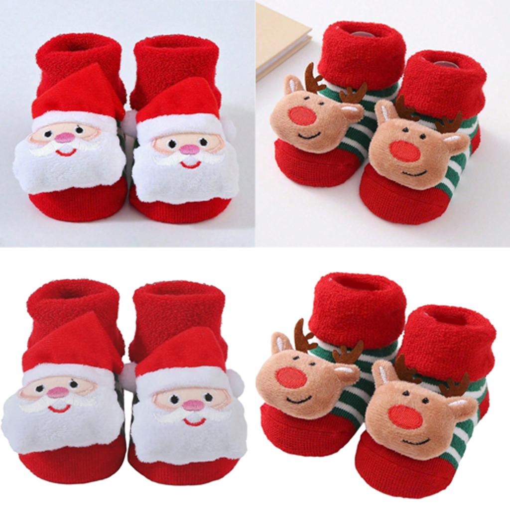 Terry Socks for Infants 0-12 Months Christmas Pattern Warm Cotton Socks Warm & Protective Socks for Indoor & Outdoor Use