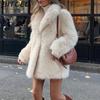 Женское весенне-осеннее модное пальто из искусственного меха свободного кроя большого размера средней длины