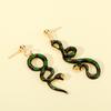 Fashionable Asymmetrical Snake Earrings Chic Modern Animal Design Jewelry