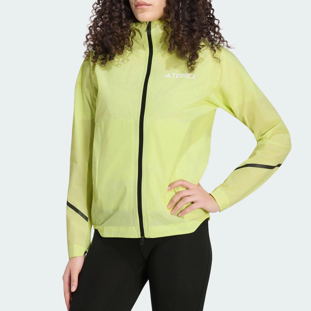 Women's Adidas Terrex Windbreaker Jackets Women's Neon Yellow Hooded Non Detachable Moderate