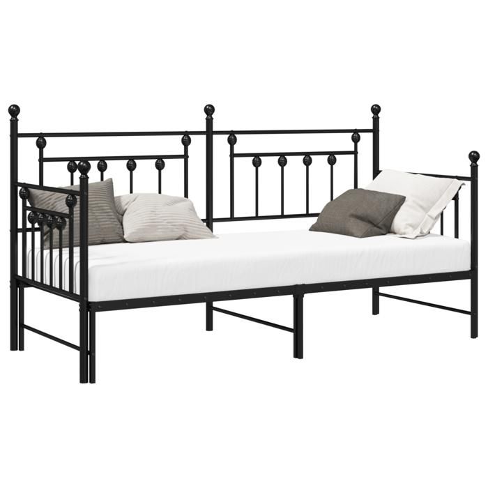 VidaXL Daybed with Trundle Bed Black 80x200 Cm Steel 42002664