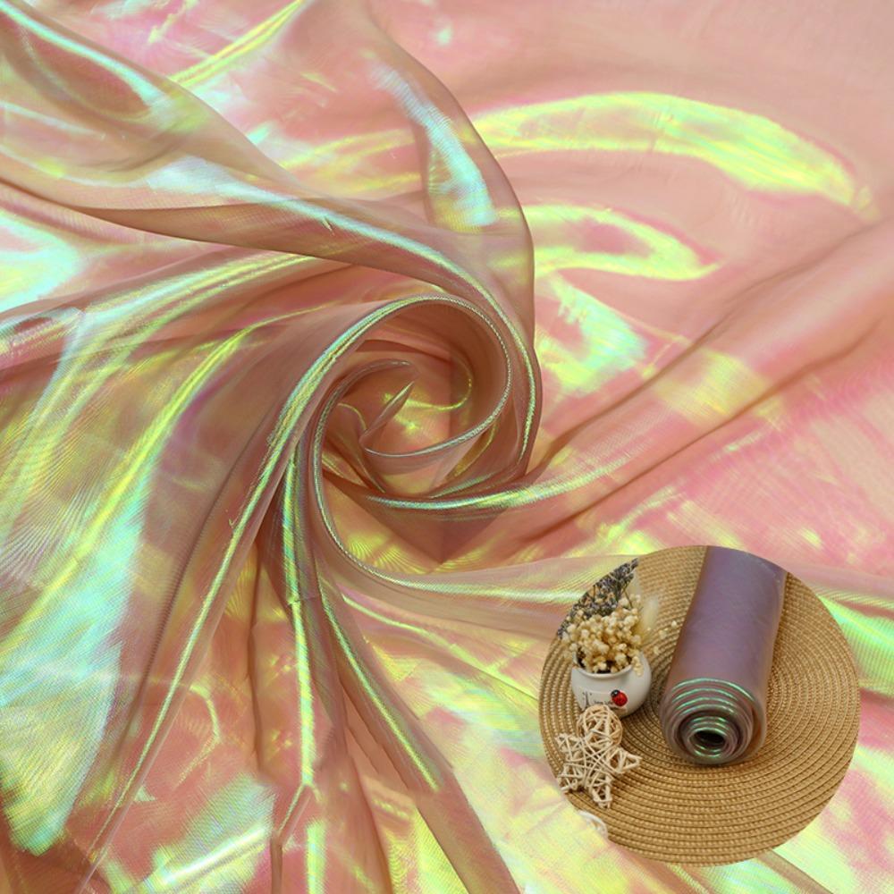 Декоративный Тюль Блестящий Лазерный Тюль Прозрачный Тонкий Ткани Органза Платья из Органзы Ткань Дизайнерская