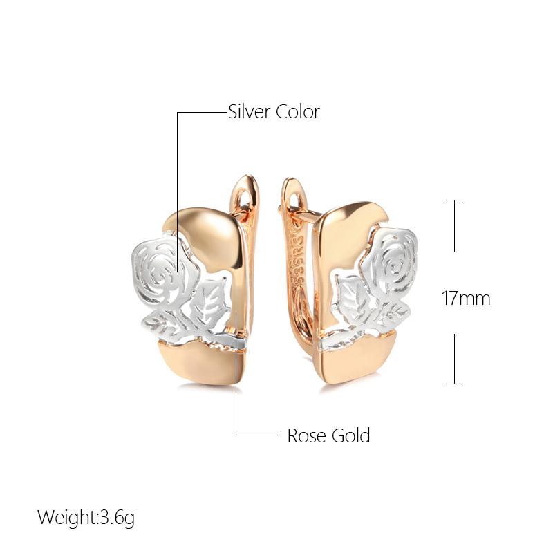 Серьги Kinel из розового золота с серебряным цветком
