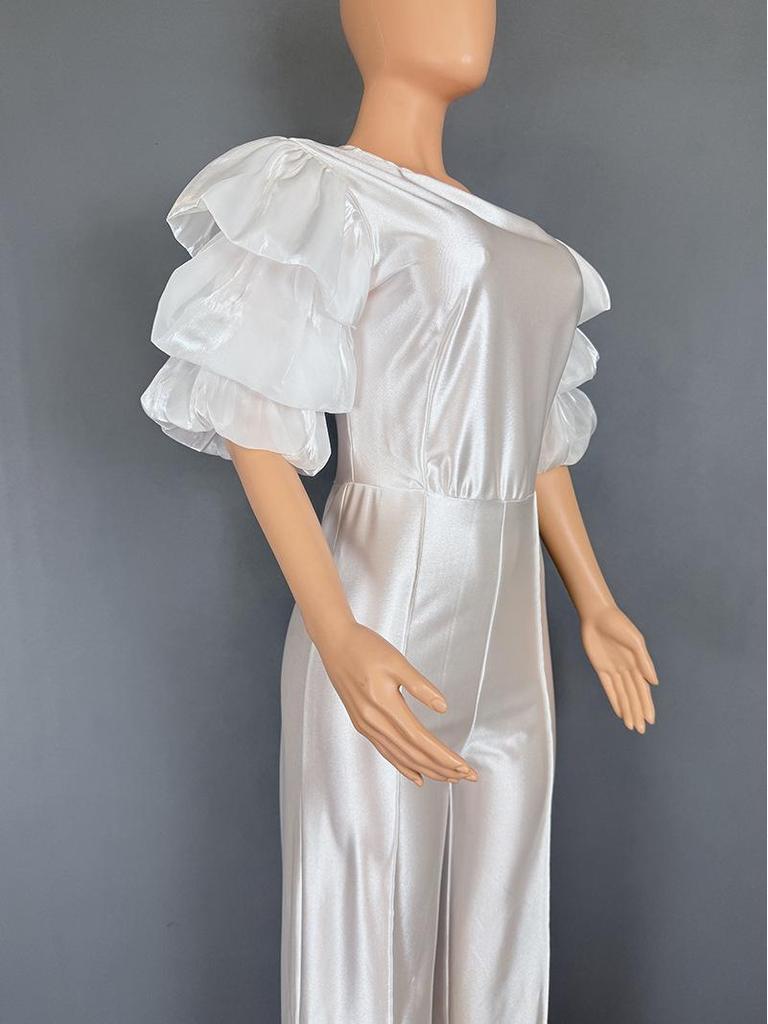 Женский комбинезон с одним плечом и многослойным рукавом, вечернее платье 5813