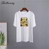 Shellsuning Retro Aesthetically Art T-shirts Women 2023 Summer New Oversized Casual O-neck Basic Tees Streewear Girl Top 100% Cotton Gothic Tops