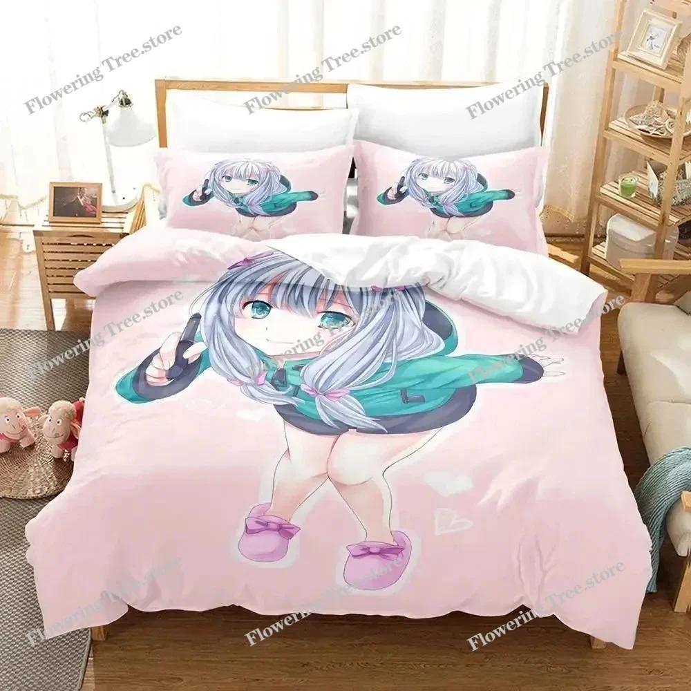 Аниме Изуми Сагири Eromanga Sensei Комплект постельного белья Пододеяльник Постельный комплект Чехол на одеяло Наволочка Одеяло Размер King Queen Мальчики Взрослые
