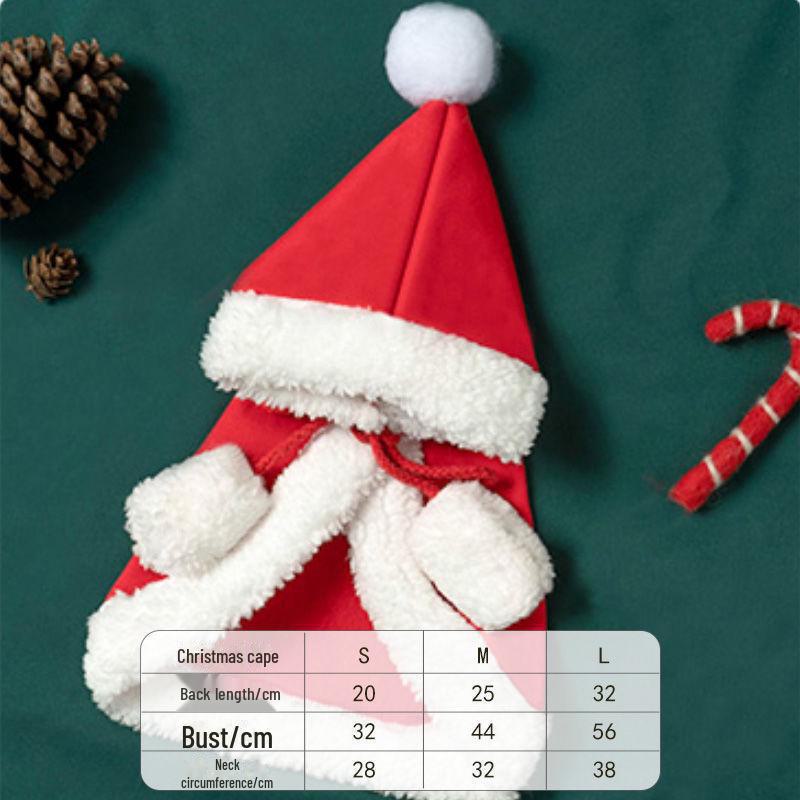 Рождественский комплект из накидки и шапки для питомца: Теплая праздничная одежда для кошек и маленьких собак