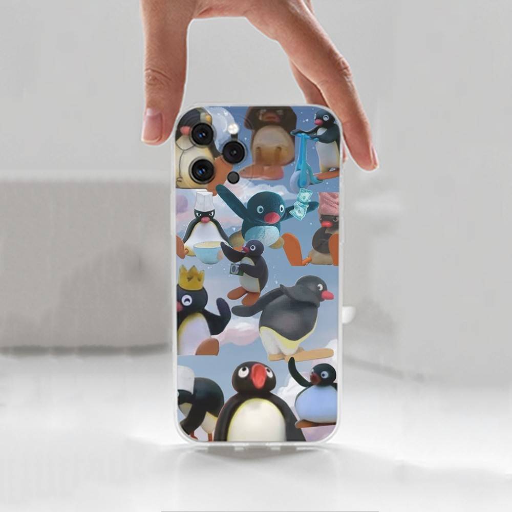 Cartoon Pingu Penguin Phone Case For iPhone,14,13,XR,SE,12,15,Pro,Max,Plus,11,17,16,X,XS,Mini Transparent Soft Cover