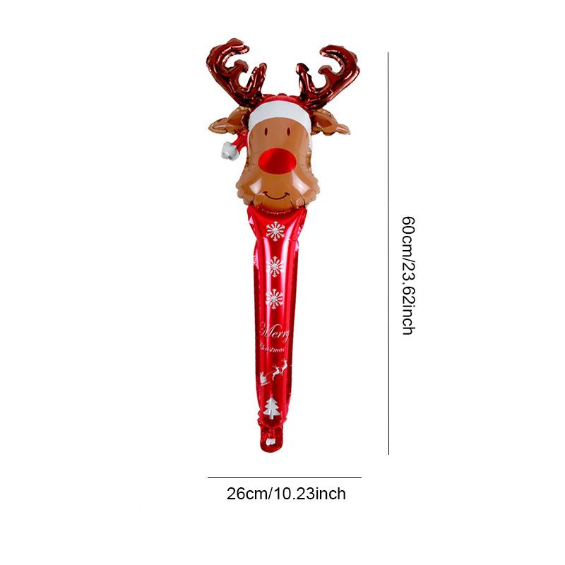 6Pcs New Christmas Inflatable Elk Santa Claus Gingerbread Man Snowman Style Handheld Balloon Stick Party Supplies Decoration