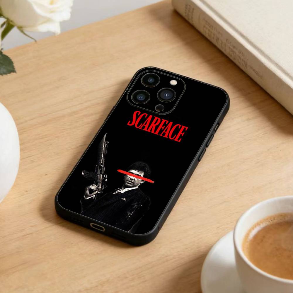 1983 Фильм S-Лицо со шрамом Чехол для телефона для iPhone 17 16 15 14 13 12 Max Plus Силиконовый Черный Чехол