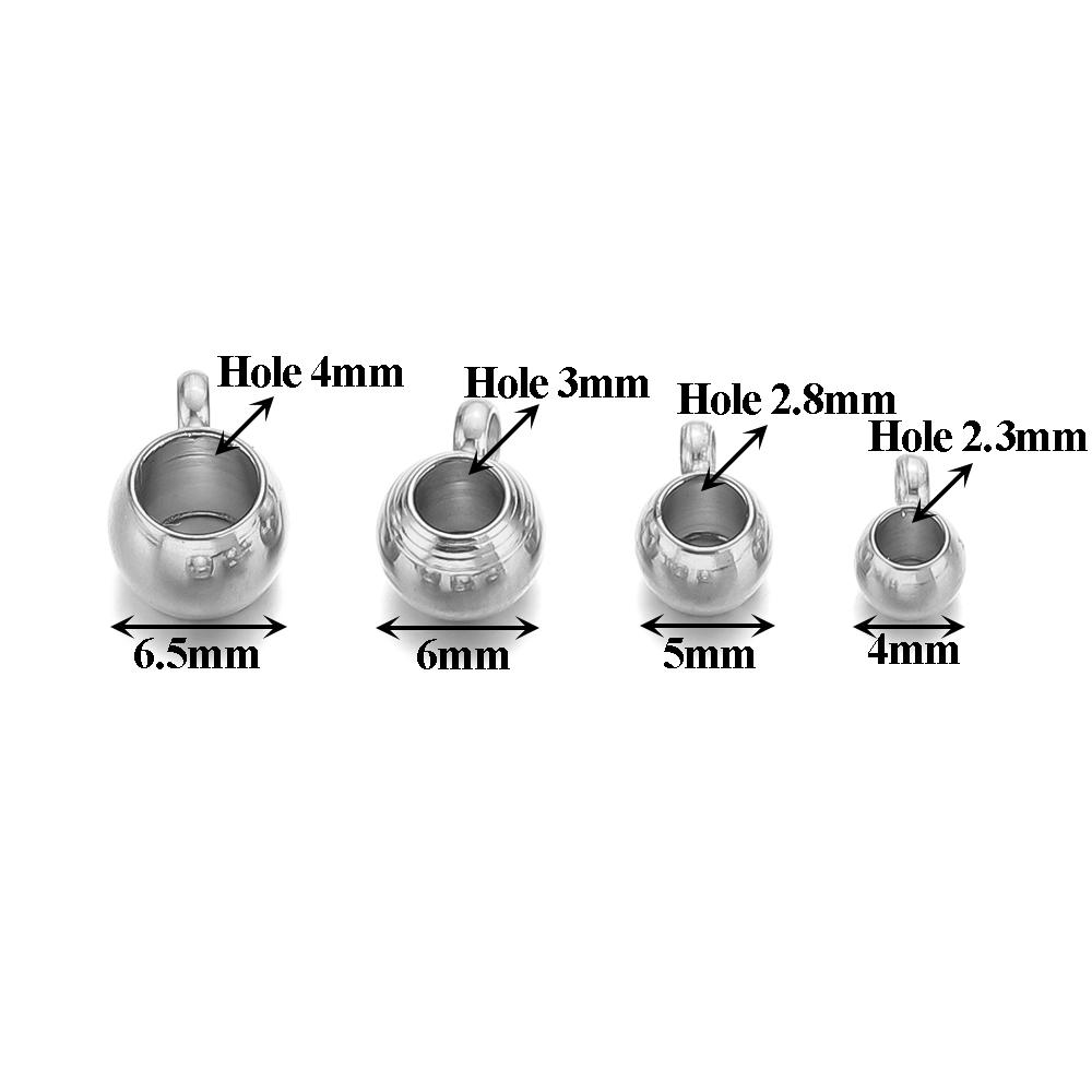20pcs Stainless Steel Big Hole 2/3/4mm Spacer Beads Pendant Charms Clasps Gold Color Bail Beads for DIY Jewelry Making Findings
