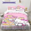 3-piece cartoon Hello Kitty print coreless bed sheet set, comfortable bedspreads in various sizes, bedroom bedding decoration.