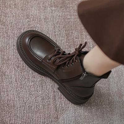 Роскошные женские ботинки Весна Осень На шнуровке Короткие ботинки Модные Нескользящие Ботинки на платформе для женщин Совершенно новая обувь