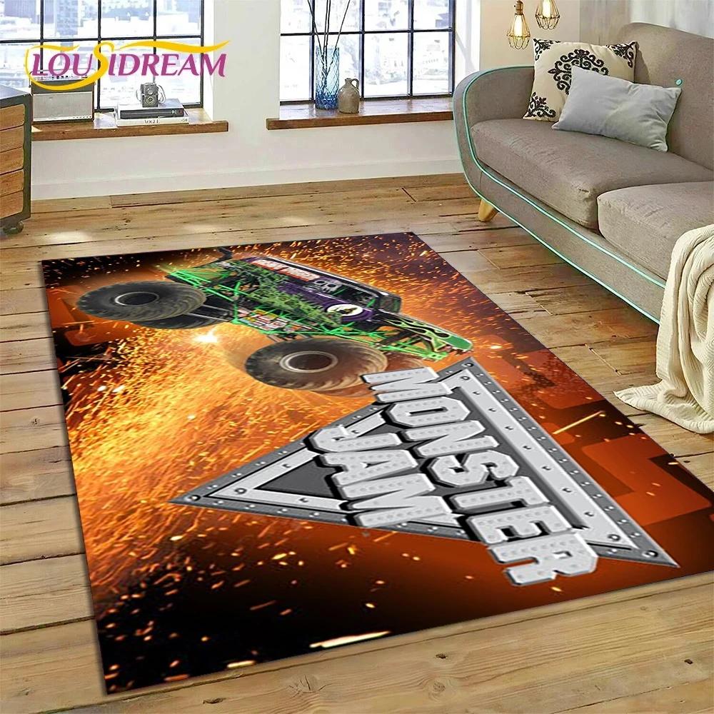 Ковер-мультфильм Monster Truck Monster Jam для спальни, гостиной, дома, украшение для дивана, большая игровая напольная подстилка для детей