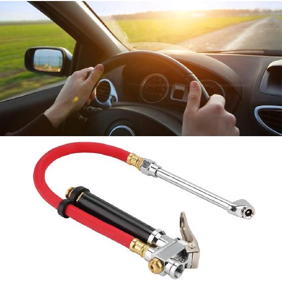 Air Gauge Tire Filler,Compressed Air Filler Gauge Handheld Car Air Tire Pressure Filler Fill Inflator Gauge Dual Chuck Air Compressor Hose Tool