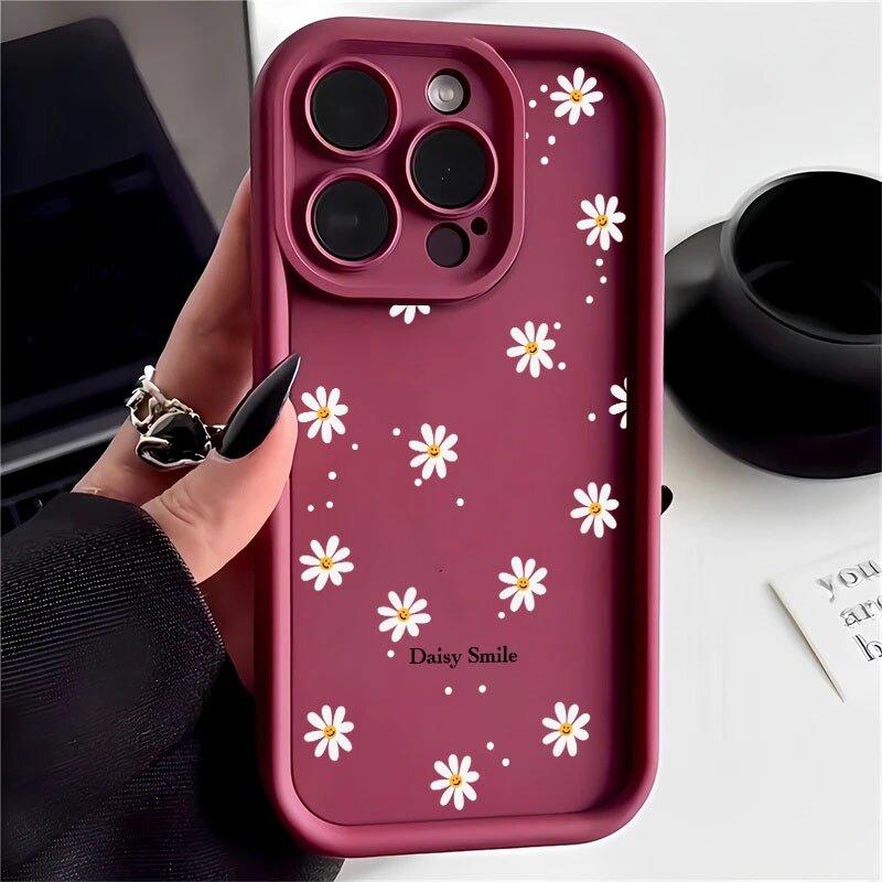 Ретро ромашки Силиконовый чехол для телефона Для iphone17 16pro 15pro 14 13 12 11 12pro 13pro max 14plus Защитный чехол от падения