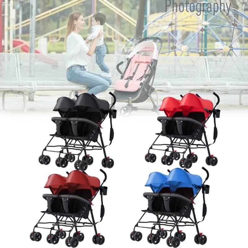 Легкая коляска для двойни Ультракомпактная складная коляска-трость для новорожденных с функцией наклона