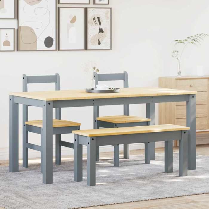 VidaXL Ensemble à manger Panama 4 pcs gris bois de pin massif, ensemble de table à manger, table et chaises de cuisine, 3345177