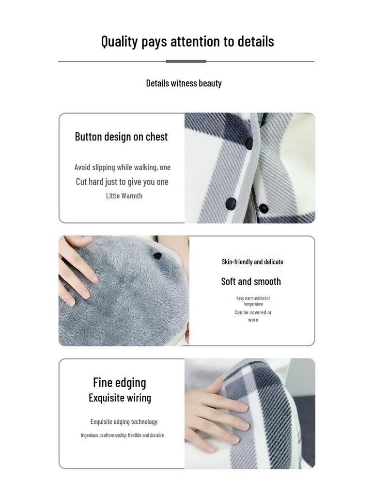 New Fall/Winter Blue Check Shoulder Wrap: Multifunctional, Extra Thick, Warm Shawl, Blanket, and Nap Cape.