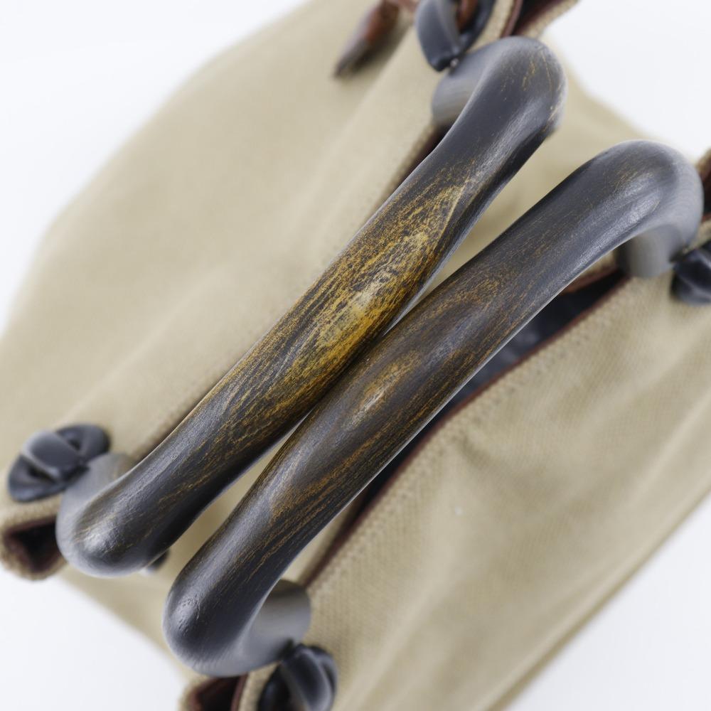 Gucci Сумка с деревянной ручкой 106493 бежевый холст Женская Б/У