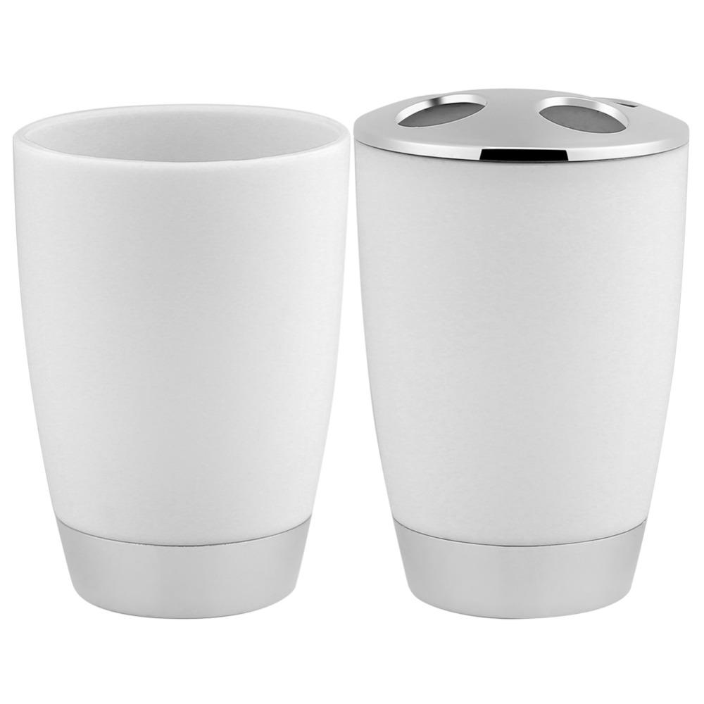 4 Piece Includes Cup Toothbrush Holder Soap Dish Bathroom Accessories Set  Home Storage