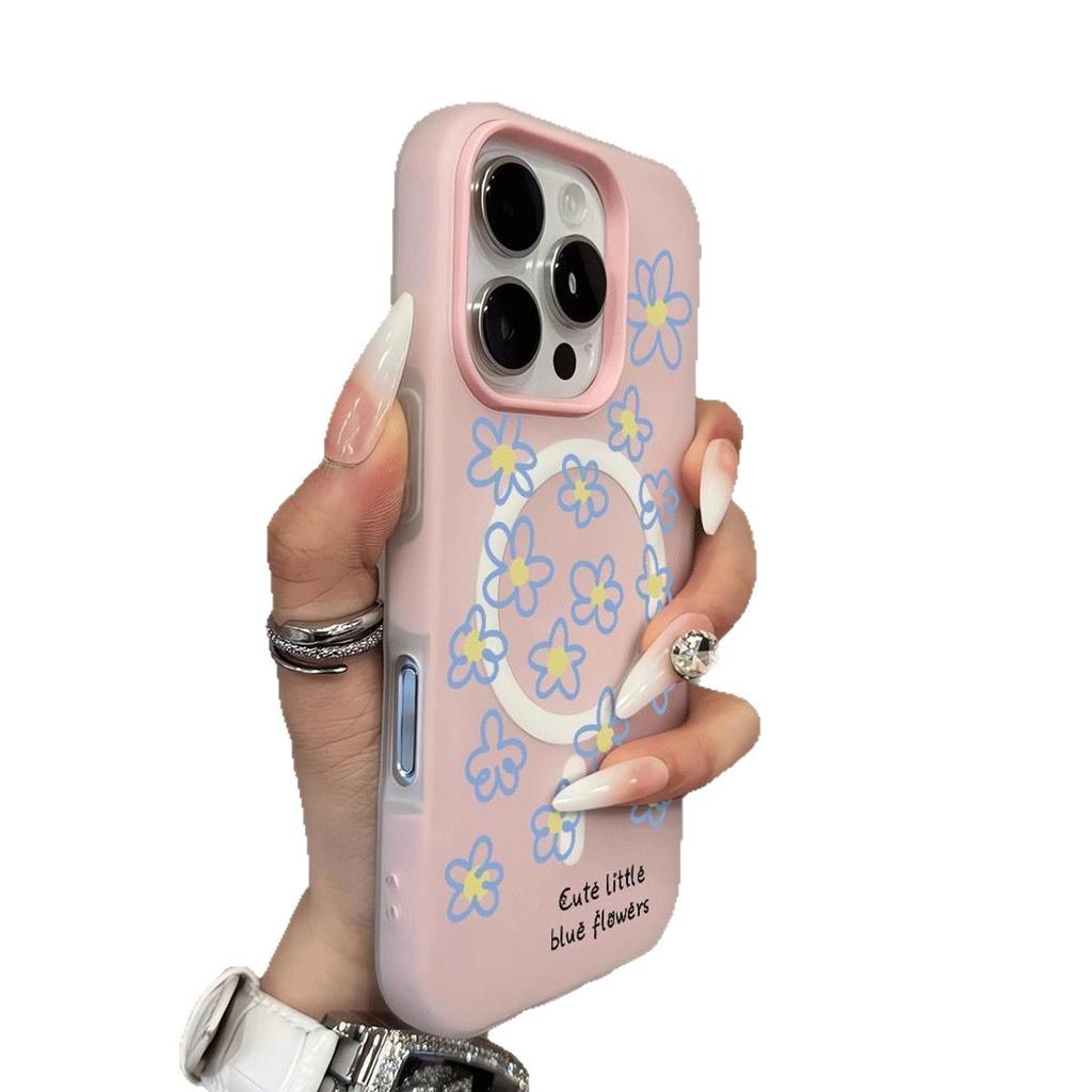 Jelly Magnetic 2-in-1 Phone Case, Trendy Female Heat Dissipation, Skin Feeling Goddess, Large Hole, Minimalist Style, Cartoon