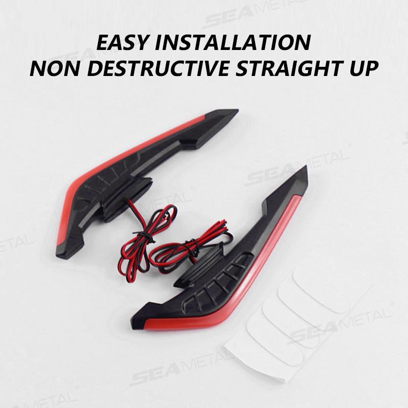 BLALION 2Pcs Motorcycle Side Wing LED Light Kit Aerodynamic Wing Lights 12V Universal Spoiler Lamps Modification Decor Sticker