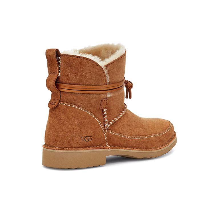 UGG Ботинки Esther Fleece Linen Snow Boots женские коричневые 1103809-CHE