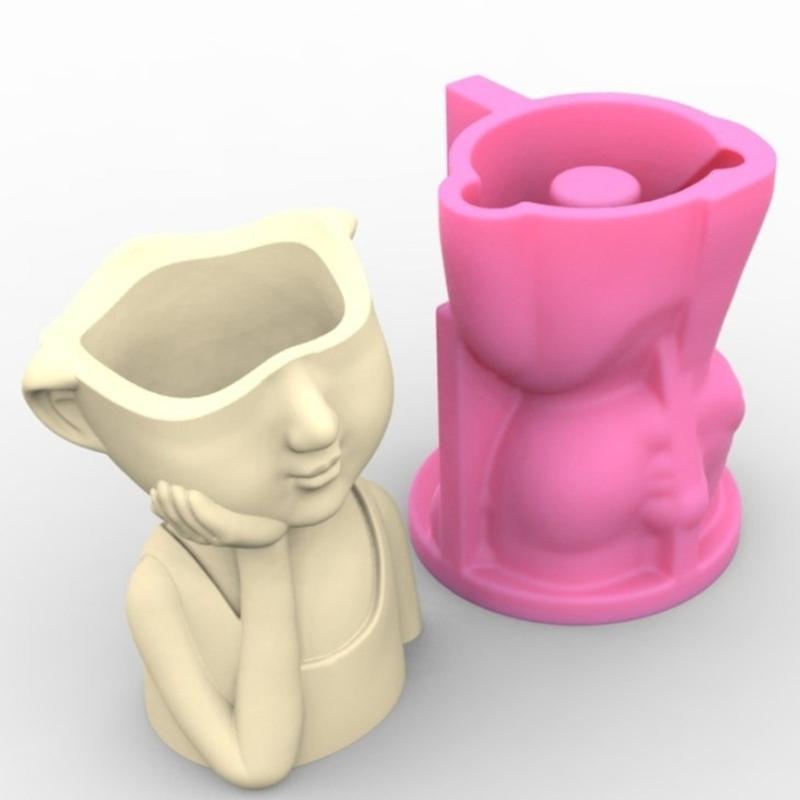 3D Мальчик Подставка для ручек Силиконовые формы Форма для украшения стола Изготовление гипса Форма для суккулентов DIY Ремесло Домашние украшения