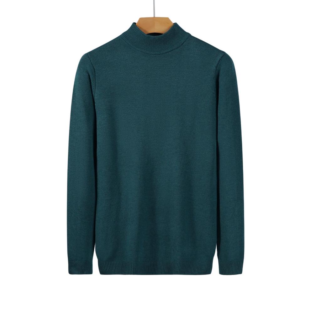 2024 Autumn/Winter Men's Youth Half Turtleneck Knitted Sweater - Casual Mid-Neck Top