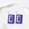 1 Pair Vintage Zebra Print Magnetic Tape Hook Earrings 1980s Acrylic Retro Cassette Crush Colorful Drop Dangle Earrings Jewelry Gift