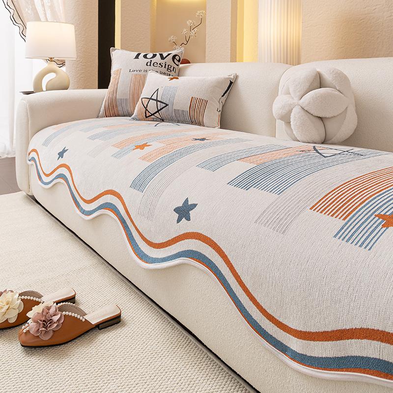 Sofa Cushion Four-Season Universal New Special-Shaped Combination Sofa Seat Cushion Cream Wind One-Piece Cover Cover