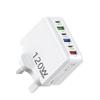 Зарядное устройство для смартфона 120 Вт Европейское и британское 3 USB+3PD Многопортовый адаптер Быстрая зарядка Зарядная головка