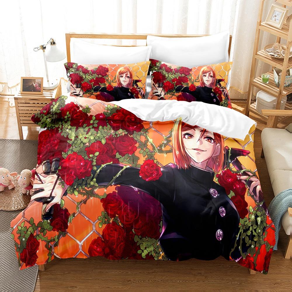 Japanese Famous 3D Anime J-Jujutsu K-Kaisens S-Satoru G-Gojos Christmas Gift King Twin Double Child Bedding Set Microfiber Duvet Cover Set
