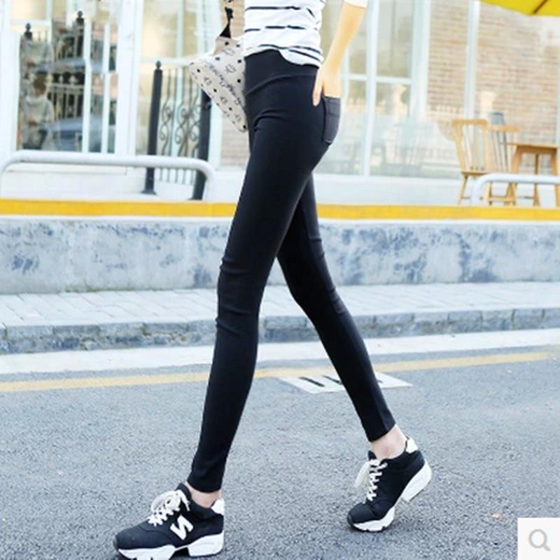 Women's High Waist Skinny Pants High Elastic Solid Color Pencil Pants Stretchy Slim Fit Leggings With Pockets