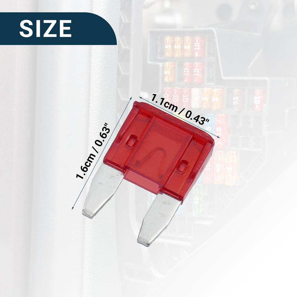 uxcell Автомобильный предохранитель Тип предохранителя 10А Мини-предохранитель Прочный Защита от короткого замыкания Красный 20 шт.