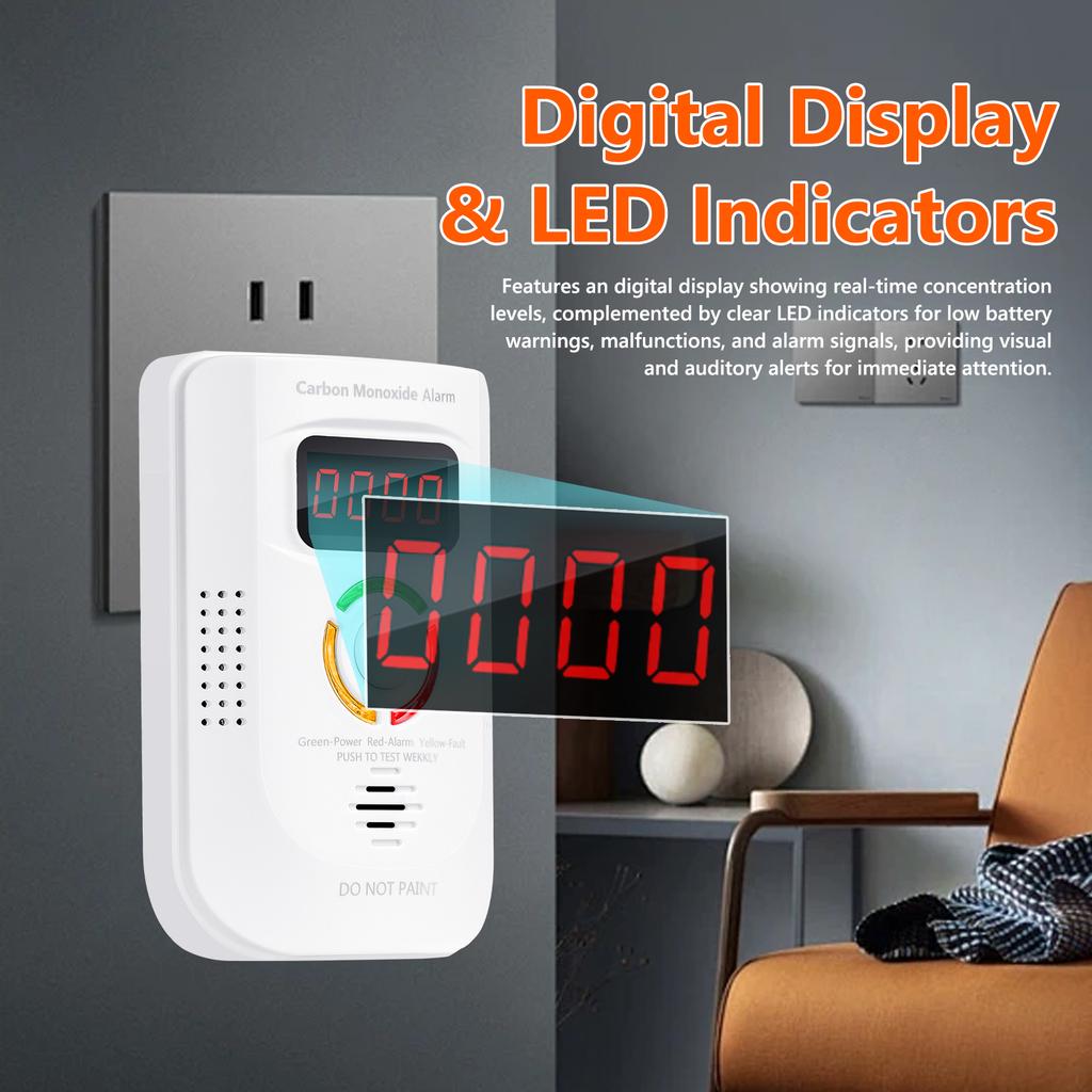 Детектор угарного газа Электрохимический датчик Детектор угарного газа Цифровой дисплей Звук и