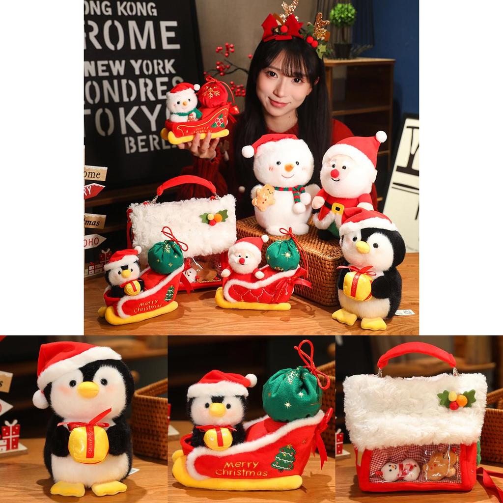 Рождественский Санта Клаус Снеговик Пингвин Сани Плюшевая Кукла Подвеска Детская Игрушка Для Праздничного Декора