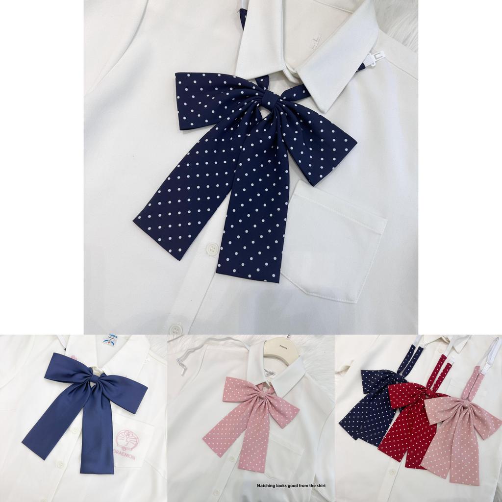 Длинный галстук-бабочка в горошек, аксессуар для школьной формы JK, из тканого материала для повседневной носки