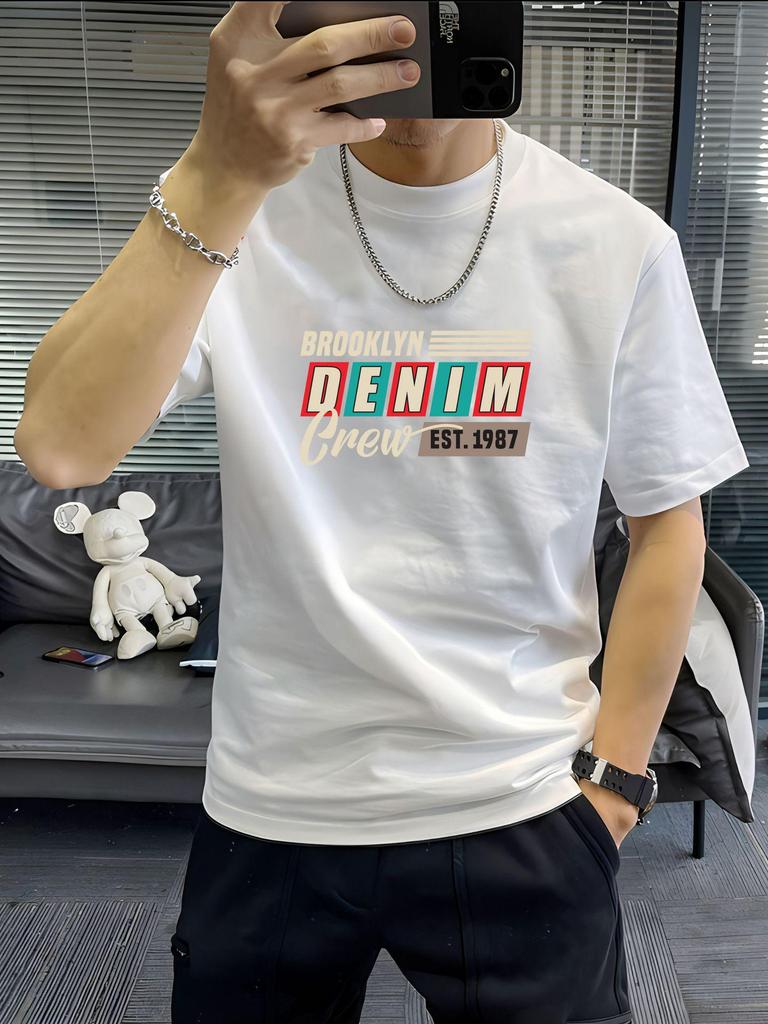 Мужская футболка с коротким рукавом из чистого хлопка в стиле ретро - 100% хлопок