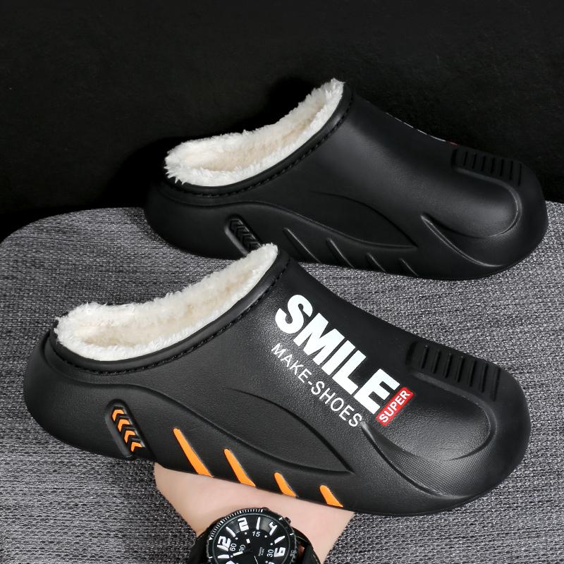 Зимние мужские теплые тапочки из хлопка, теплые домашние поварские туфли для мужчин, для пар, для дома, спальни, плюшевые тапочки