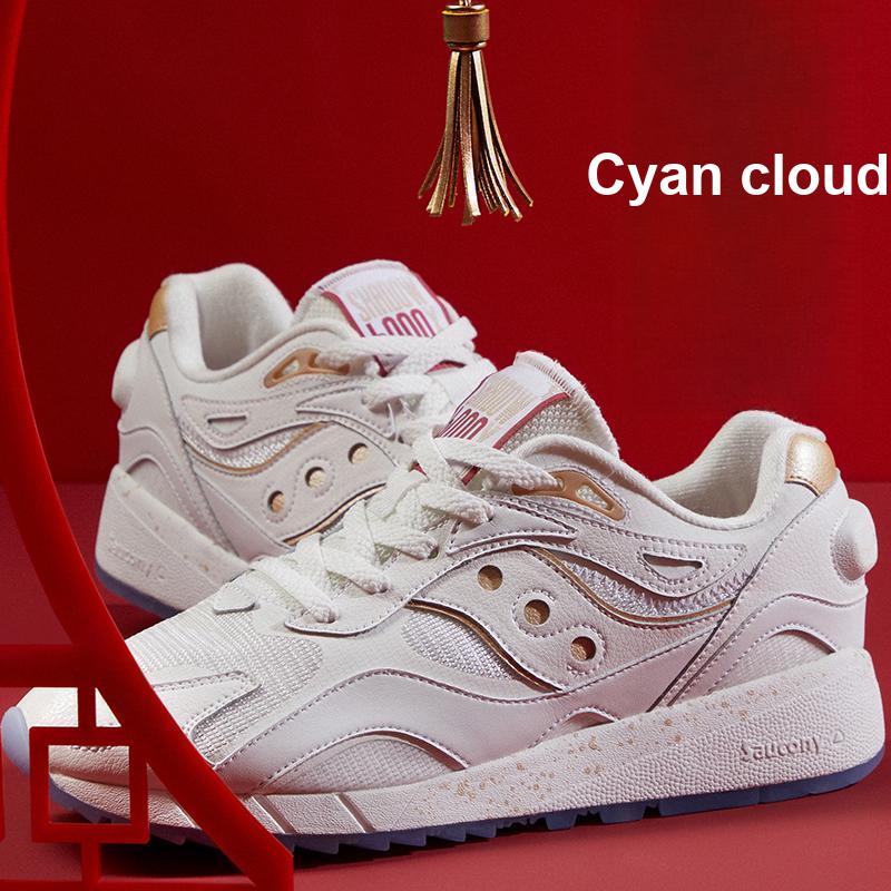 SAUCONY Shadow 6000 Ретро Удобная Синтетическая Кожа Прочная Низкий Верх Повседневные Кроссовки для Бега Унисекс Кроссовки Белый Платиновый S79020-1