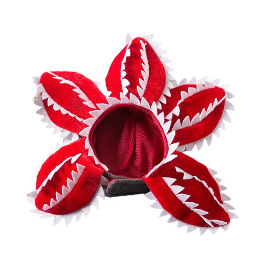 Шапка для собаки Демогоргон Дизайн плотоядного цветка Костюм для питомца Рваные лепестки Регулируемая Смешная шапка для питомца для маленьких собак кошек Косплей вечеринка Фотореквизит