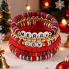 Festive Polymer Clay Bracelet Set: 6-Piece Christmas Stripes with Letter Elements