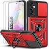 Protective Case - Booling - for Samsung Galaxy A35 5G - Shockproof PC - Rotating Stand - Red