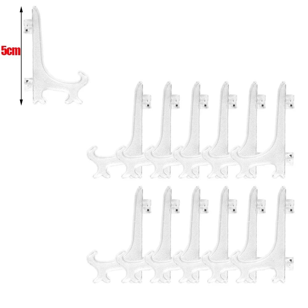 Clear Plastic Acrylic Easels Table Top Plate Holder Dish Bowl Racks Photos Picture Frame Folding Stand Storage Home Decor Holder