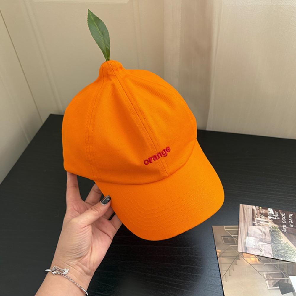 Cotton Orange Baseball Cap Peaked Creative Orange Cap Versatile Embroidered Letter Hat  Street