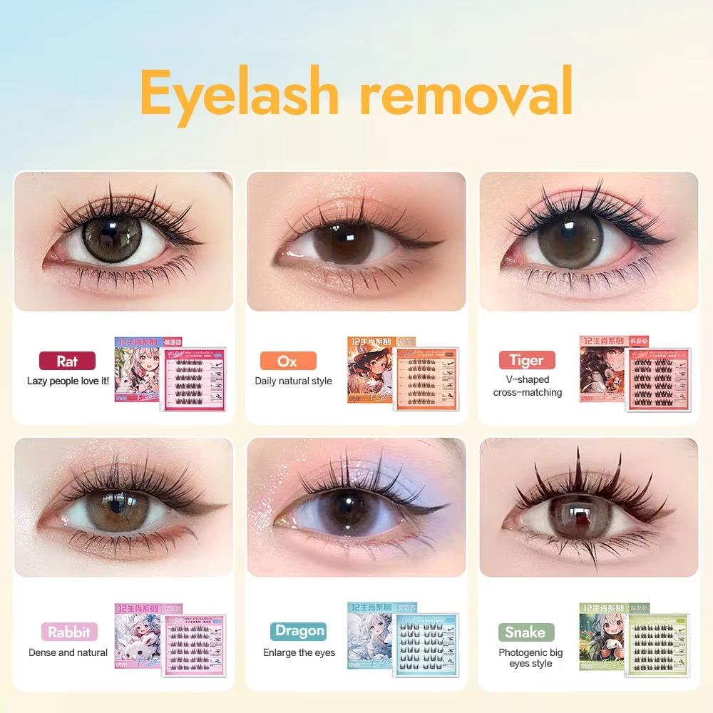 Press On Self Adhesive Cluster Lashes 12 Zodiac Series Individual Eyelash  DIY Eyelash Extension