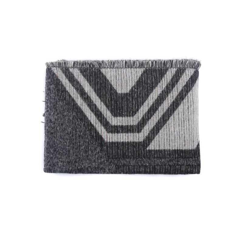 Autumn and Winter Ethnic Style Thickened Warm Geometric Pattern Double-sided Robot Scarf, Dual-purpose Shawl